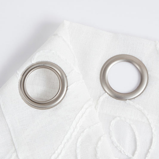 Set of Two 96" White Boho Embroidered Window Panels