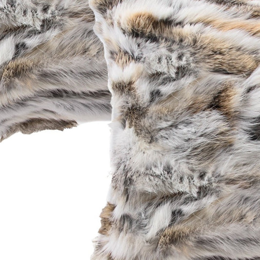 Set Of Two 12" X 20" Tan And White Rabbit Natural Fur Animal Print Throw Pillows