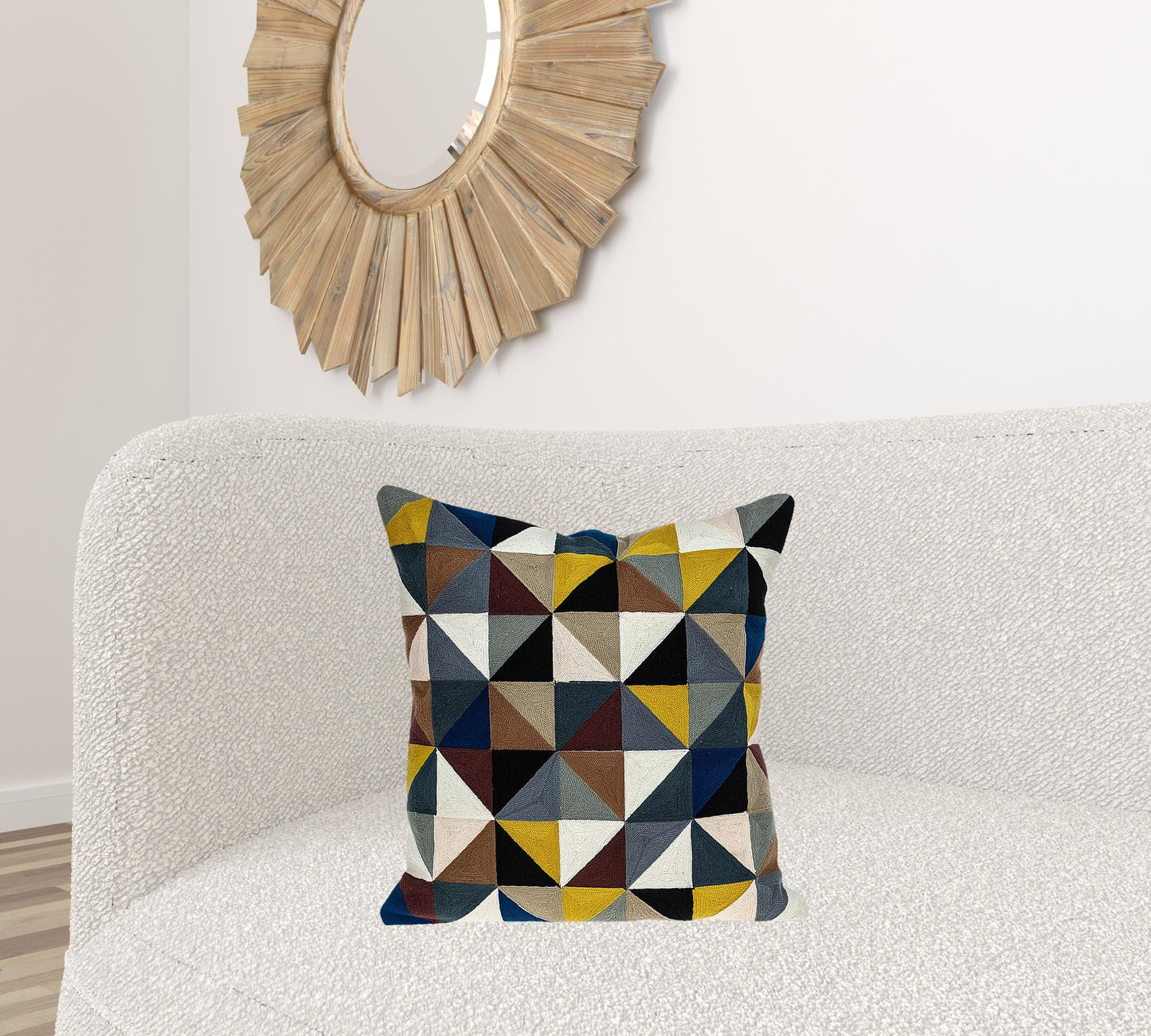 20" X 20" Black And Yellow Geometric Zippered 100% Cotton Throw Pillow