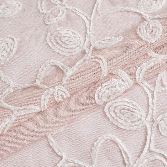 Set of Two 84" Blush Floral Embroidered Window Panels