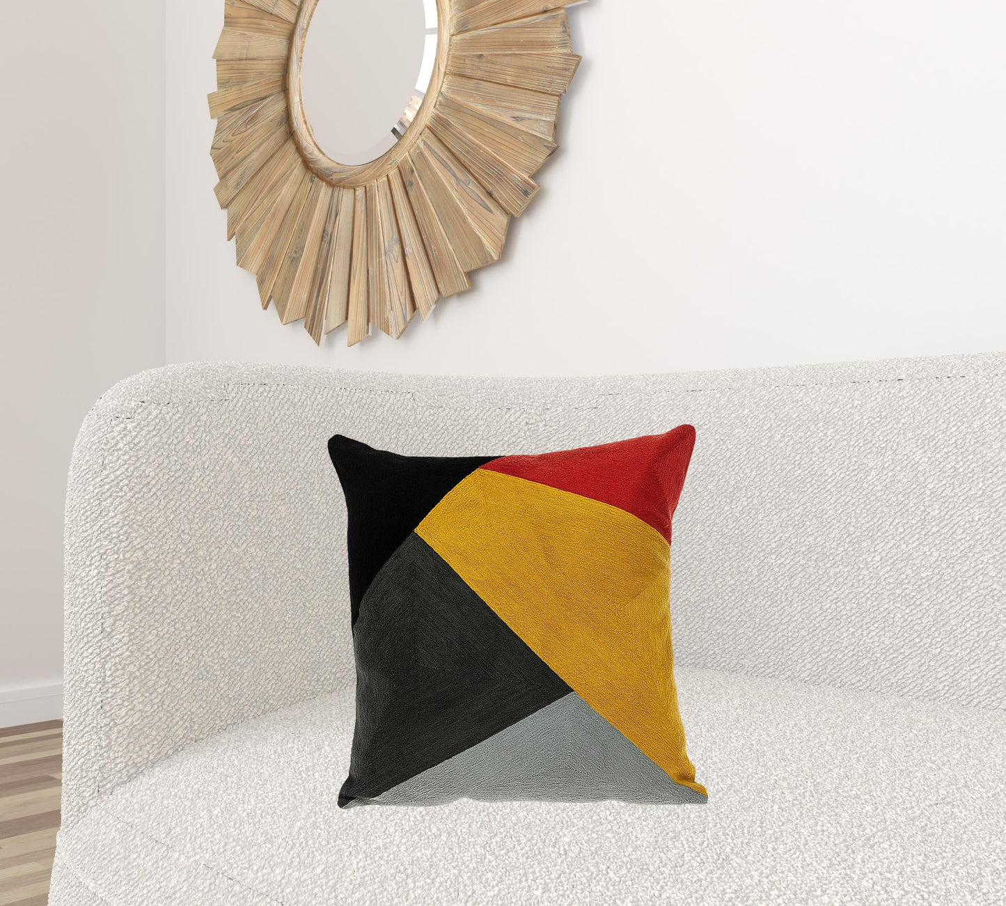 20" X 20" Mustard Yellow And Black Geometric Zippered 100% Cotton Throw Pillow