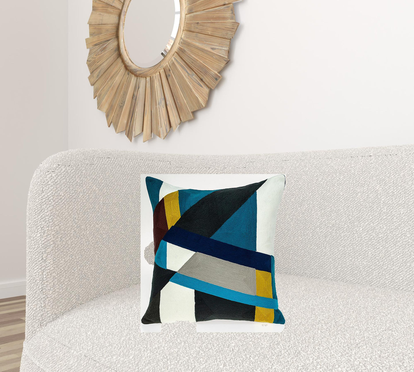 20" X 20" Blue Zippered 100% Cotton Throw Pillow