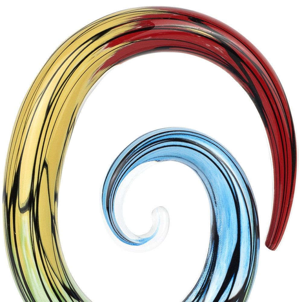 7" Rainbow Glass Abstract Hand Painted Sculpture