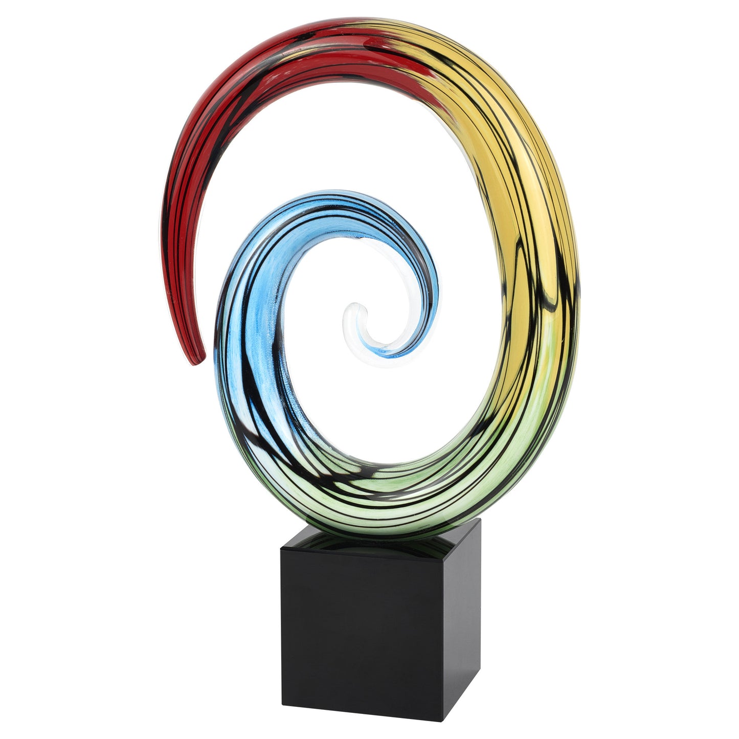 7" Rainbow Glass Abstract Hand Painted Sculpture