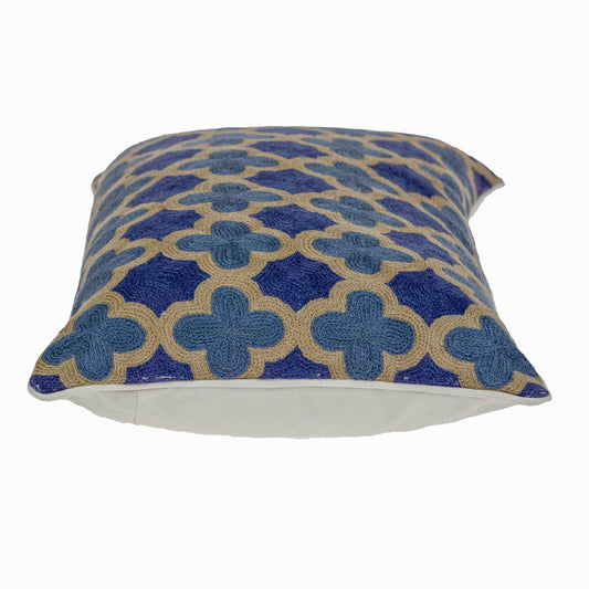 20" X 12" Blue Zippered 100% Cotton Throw Pillow