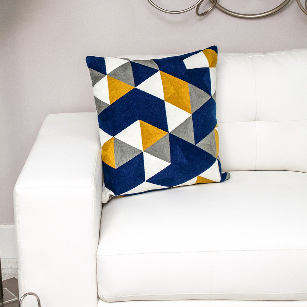 20" X 20" Blue Zippered 100% Cotton Throw Pillow