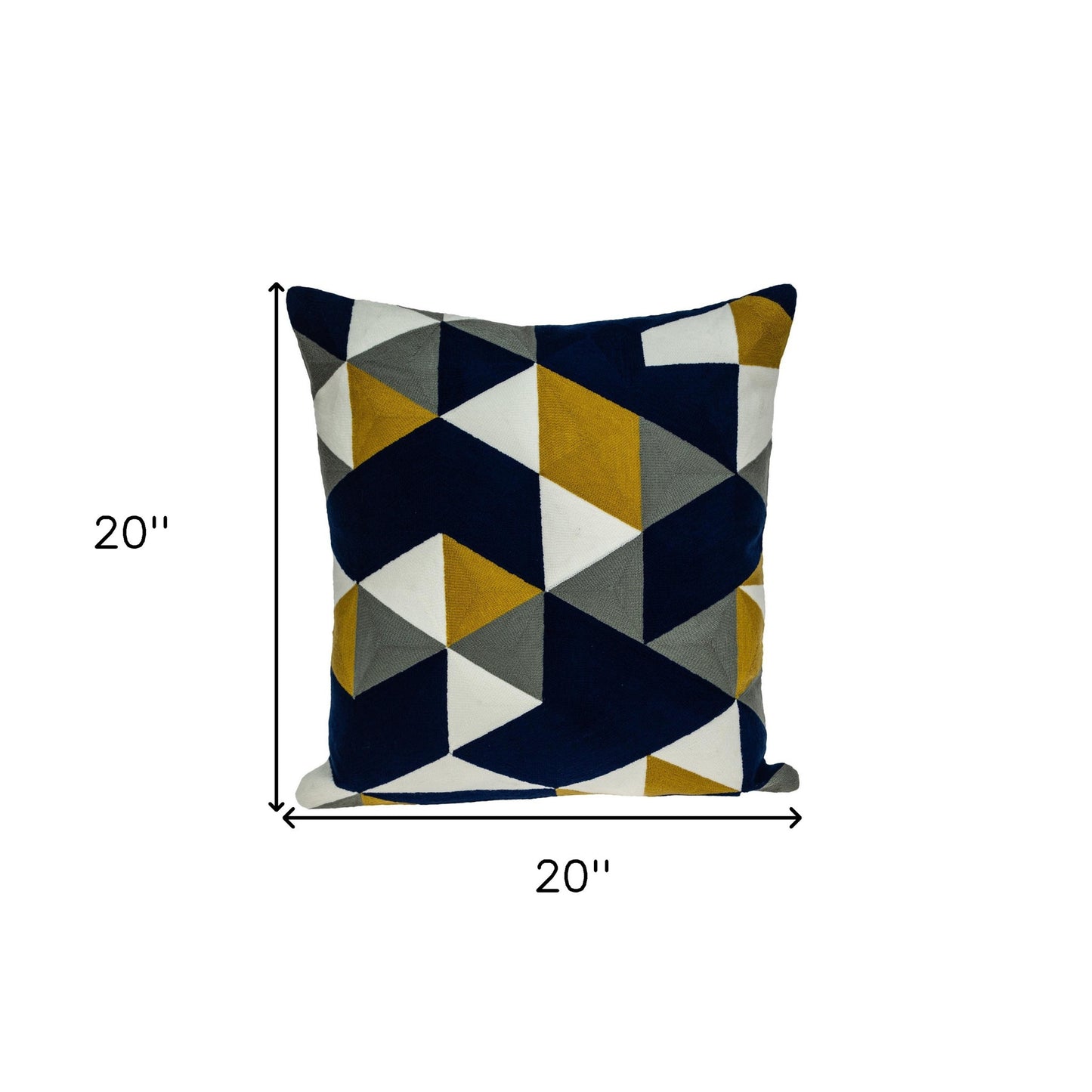 20" X 20" Blue Zippered 100% Cotton Throw Pillow