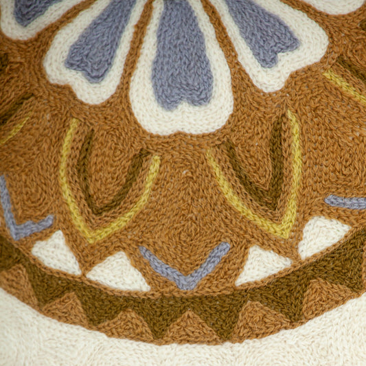 20" X 20" Beige And And Brown Floral Zippered 100% Cotton Throw Pillow