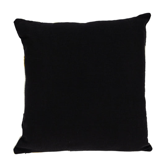 20" X 20" Black And Yellow Zippered 100% Cotton Throw Pillow