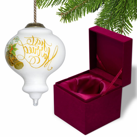 Authentic Just Married Hand Painted Mouth Blown Glass Ornament