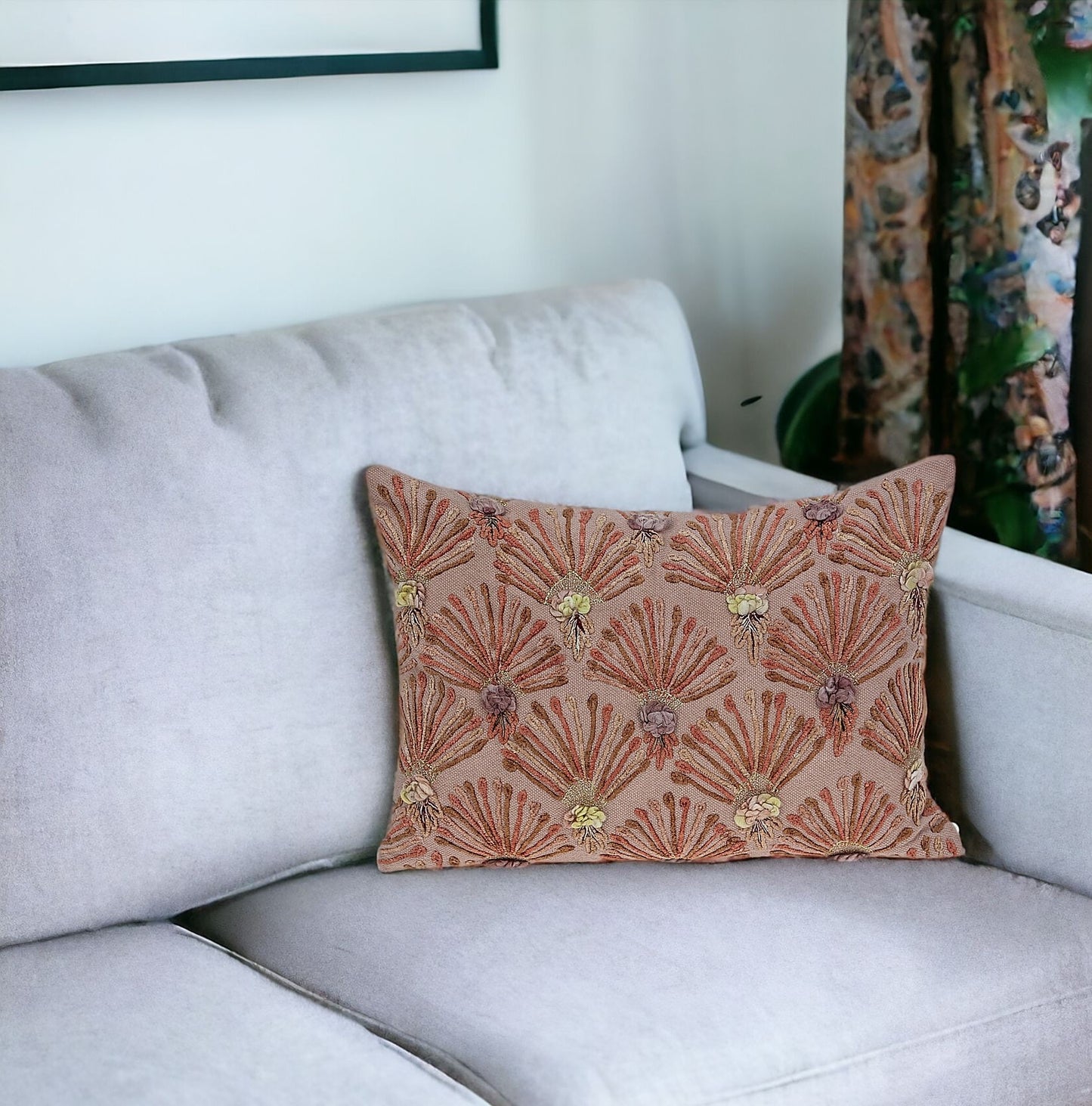 14 X 20 Pink Zippered 100% Cotton Throw Pillow
