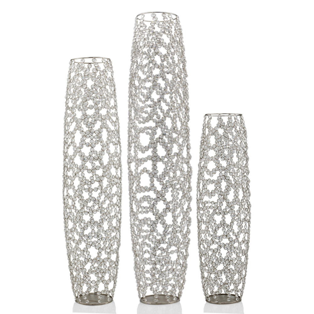 31.5" Bling Faux Crystal Abstract Twigs Barrel Floor Vase