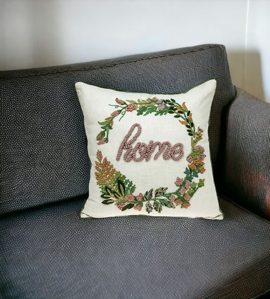 18 X 18 Beige Zippered 100% Cotton Throw Pillow