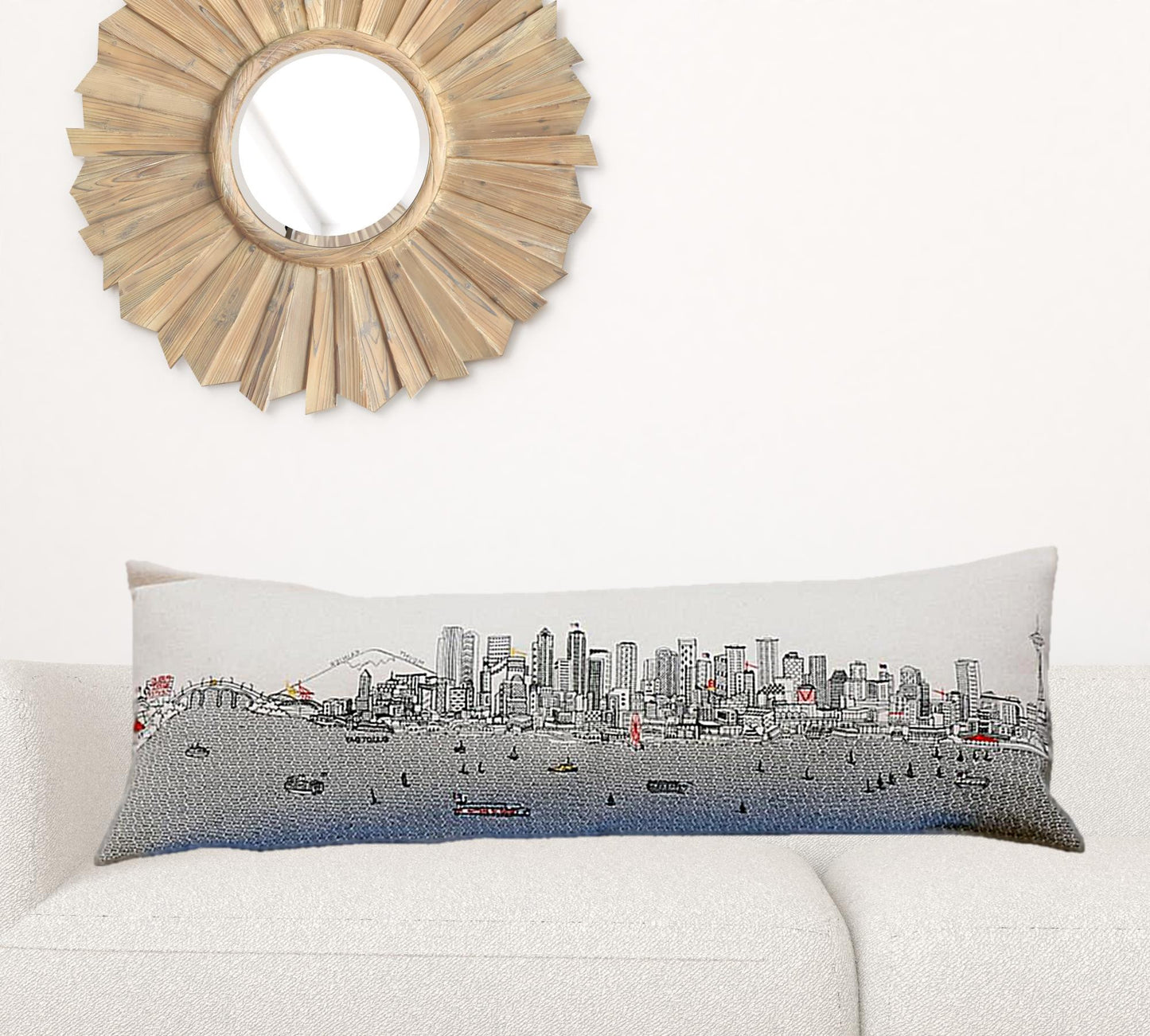 14" X 46" Cream Wool Zippered Pillow