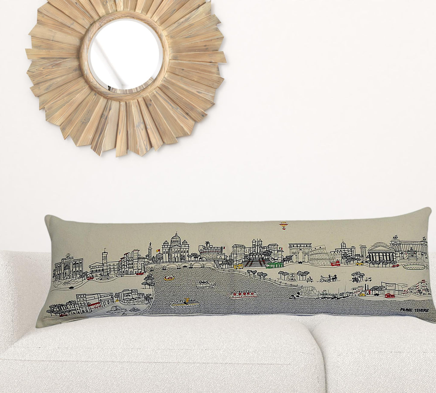 14" X 46" Cream Wool Zippered Pillow