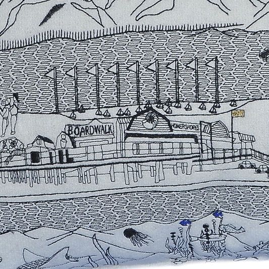 24" White Homer Spit Daylight Skyline Lumbar Decorative Pillow