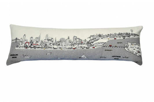 14" X 46" Cream Wool Zippered Pillow