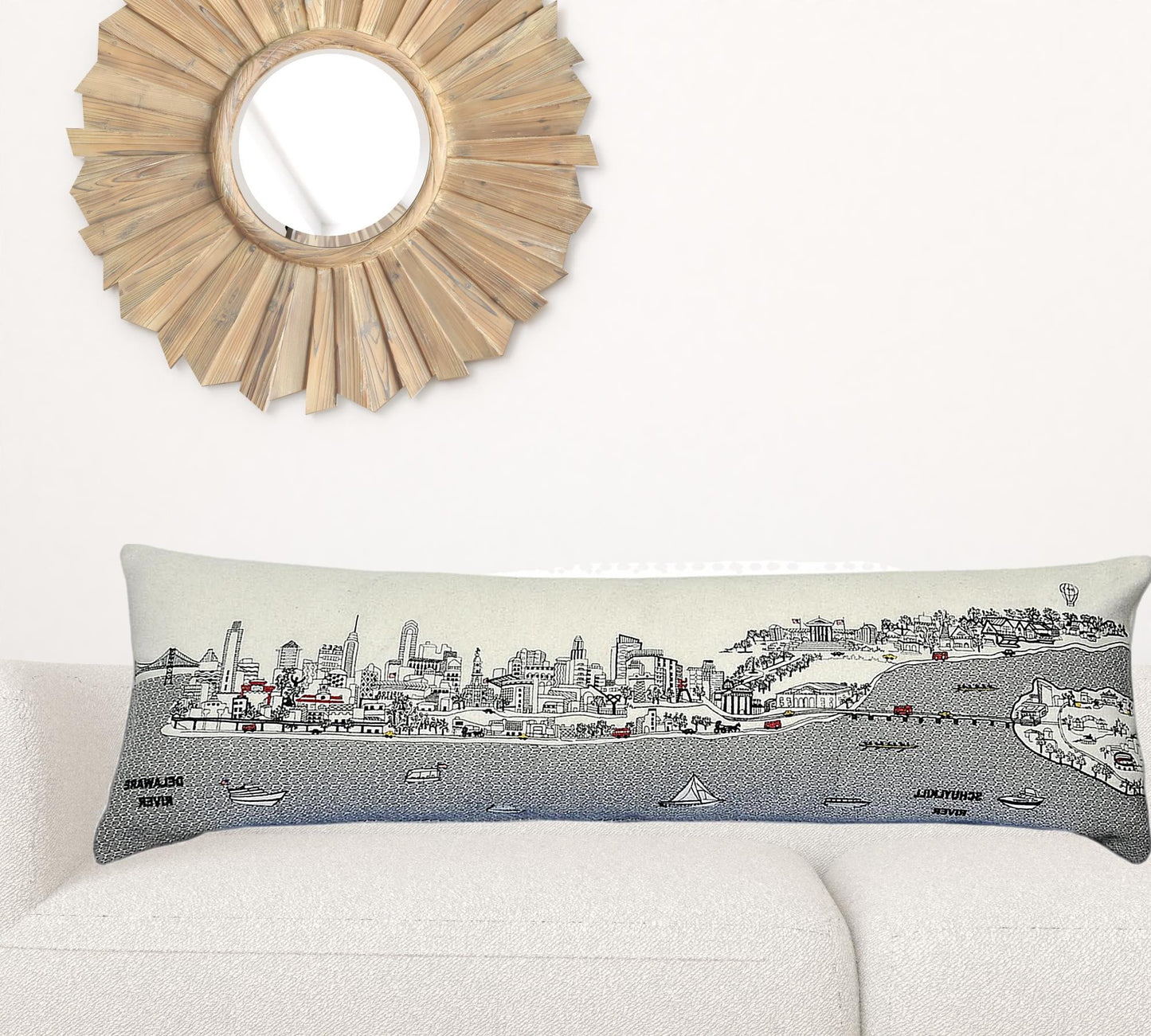 14" X 46" Cream Wool Zippered Pillow