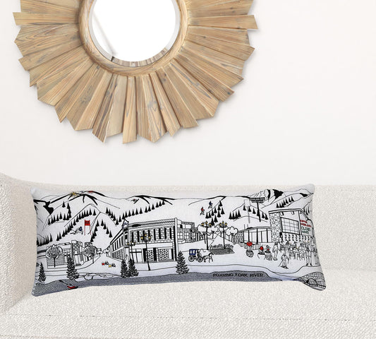 35" White Aspen Daylight Skyline Lumbar Decorative Pillow
