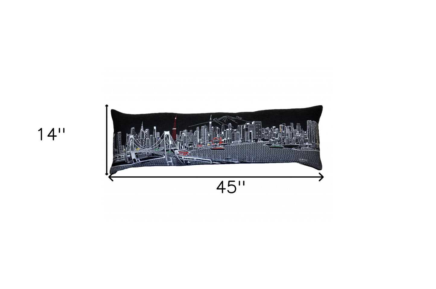 14" X 46" Black Gray and White Wool Zippered Pillow