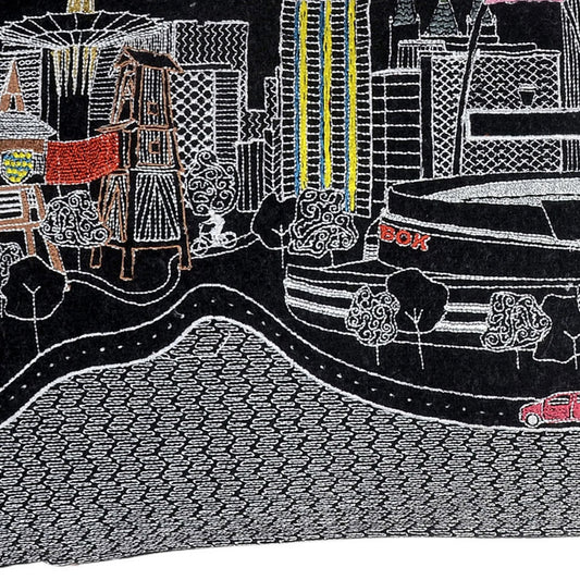 14" X 25" Black Gray and White Wool Zippered Pillow