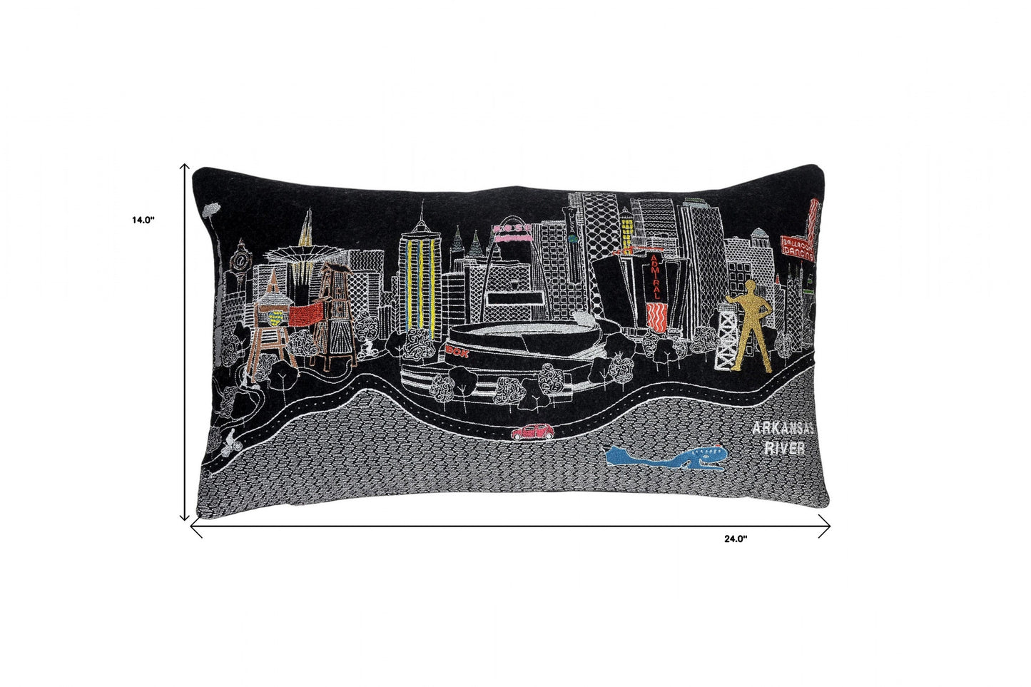14" X 25" Black Gray and White Wool Zippered Pillow