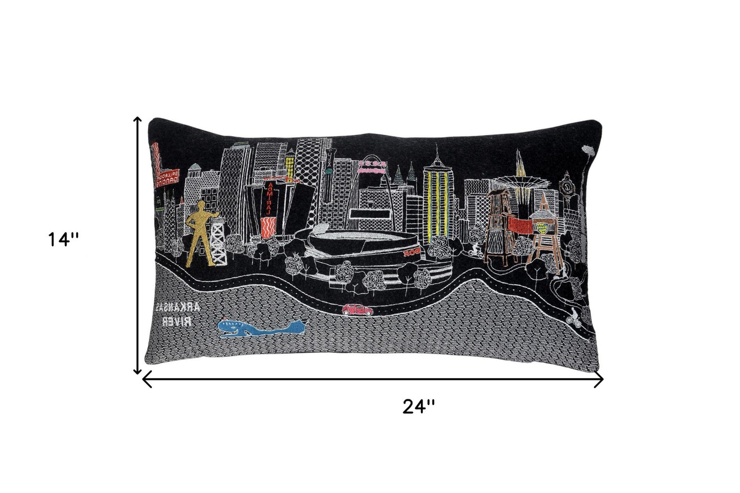 14" X 25" Black Gray and White Wool Zippered Pillow