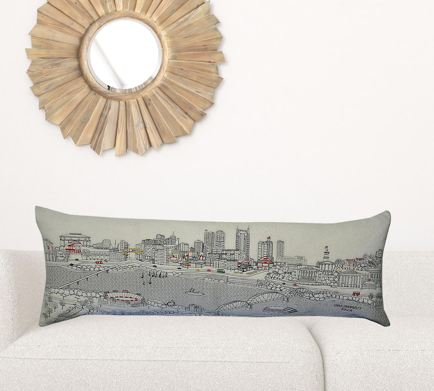 14" X 46" Cream Wool Zippered Pillow