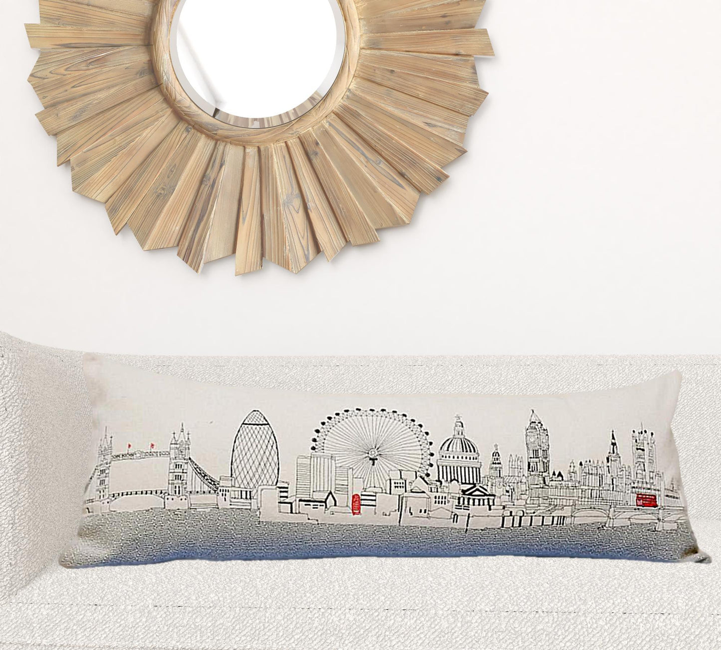 35" White London Daylight Skyline Lumbar Decorative Pillow