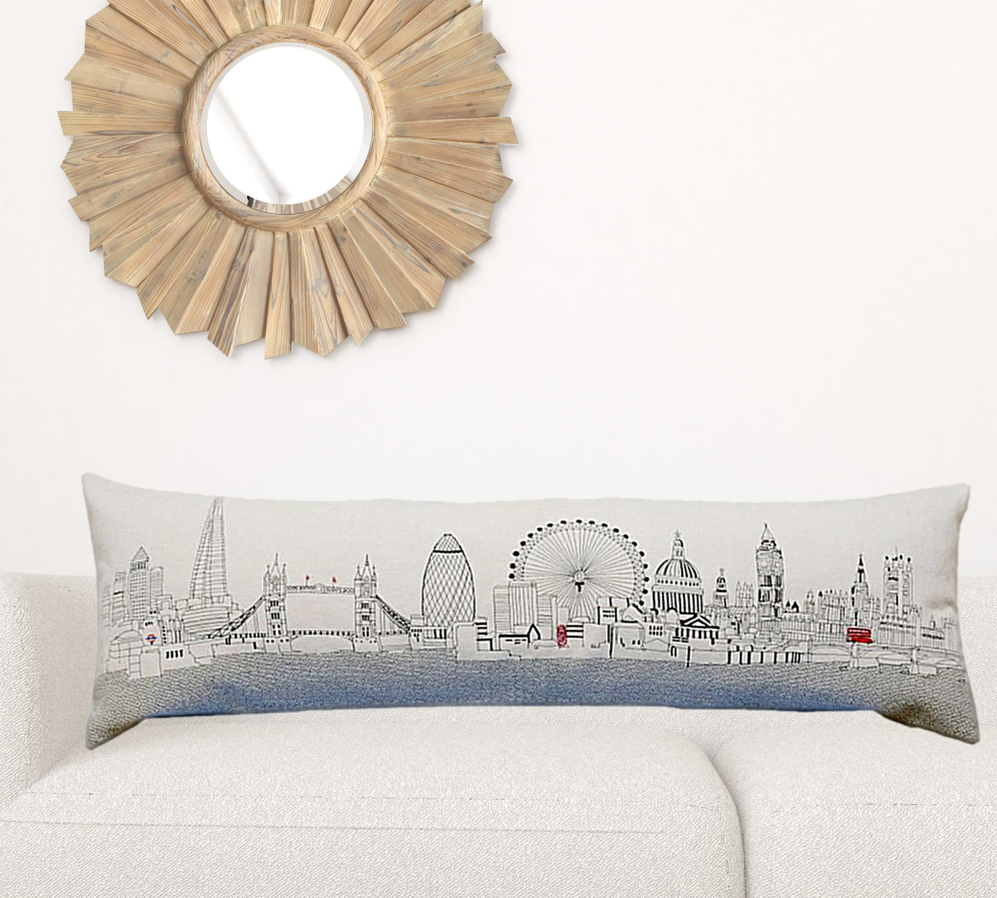 14" X 46" Cream Wool Zippered Pillow
