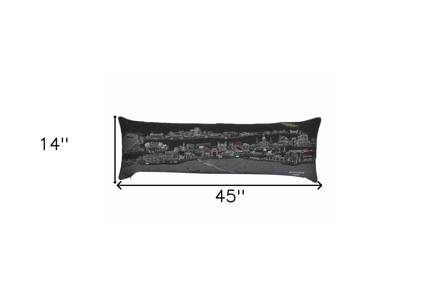 14" X 46" Black Gray and White Wool Zippered Pillow