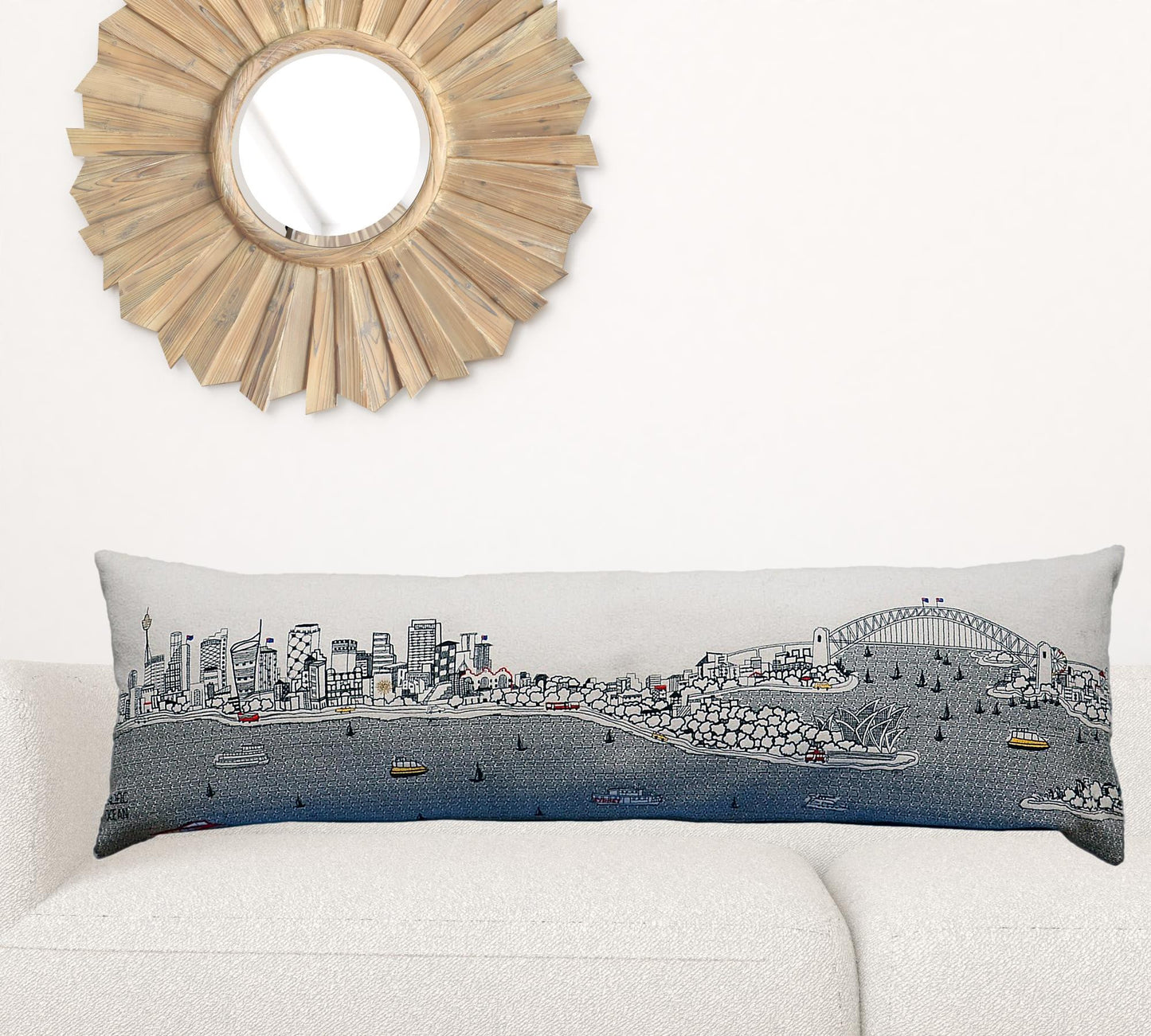 14" X 46" Cream Wool Zippered Pillow
