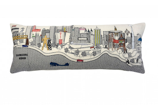 35" White Tulsa Daylight Skyline Lumbar Decorative Pillow