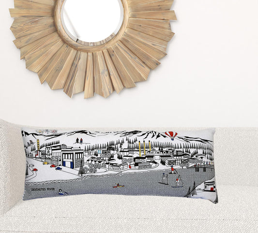 35" White Bend Daylight Skyline Lumbar Decorative Pillow