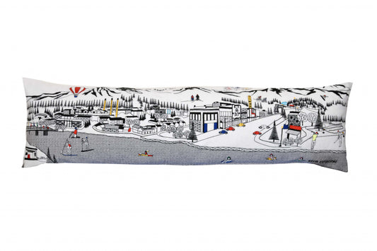 45" White Bend Daylight Skyline Lumbar Decorative Pillow