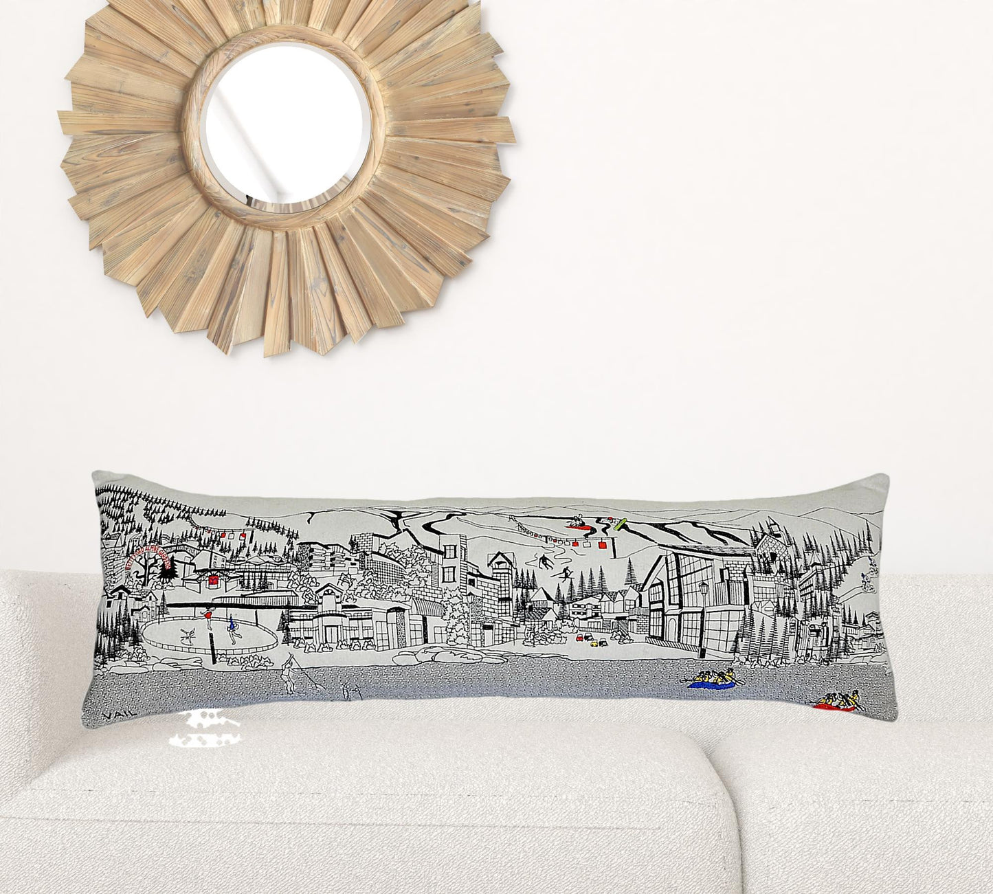 14" X 46" Cream Wool Zippered Pillow