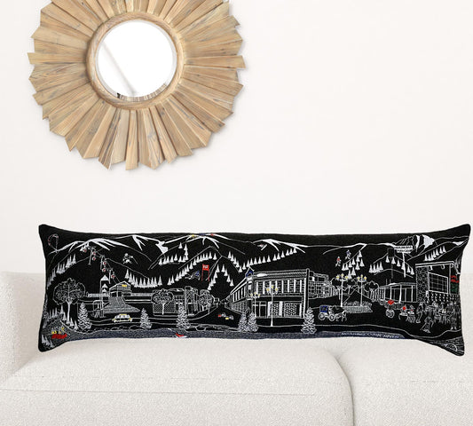 45" Black Aspen Nighttime Skyline Lumbar Decorative Pillow