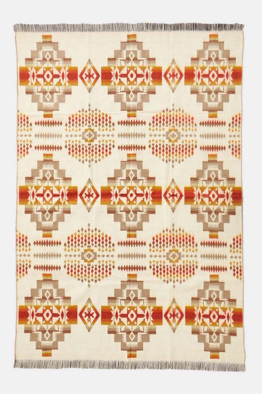 Off White Woven Acrylic Reversable Throw