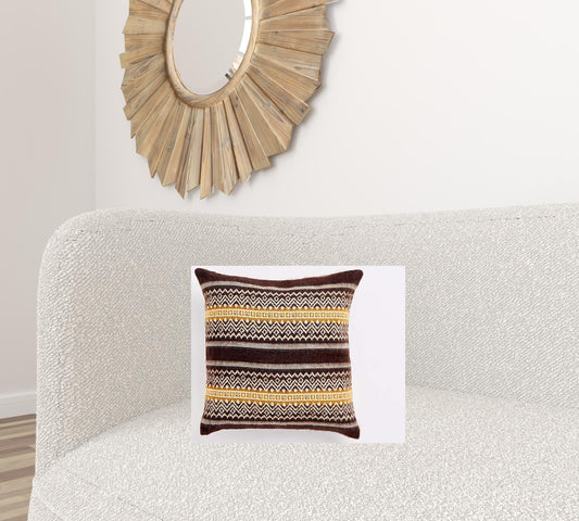 16" X 16" Brown And White Reindeer Zippered Acrylic Throw Pillow Cover