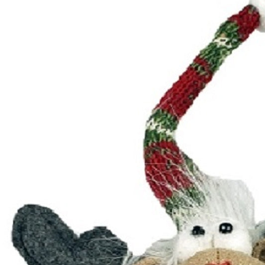 9" Brown And Red Christmas Moose Fabric Sculpture