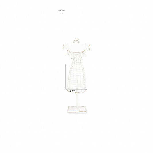 17" Silver Metal Dress Form Sculpture and Jewelry Holder