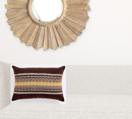 20" X 14" Brown And White Bear Zippered Acrylic Lumbar Pillow Cover