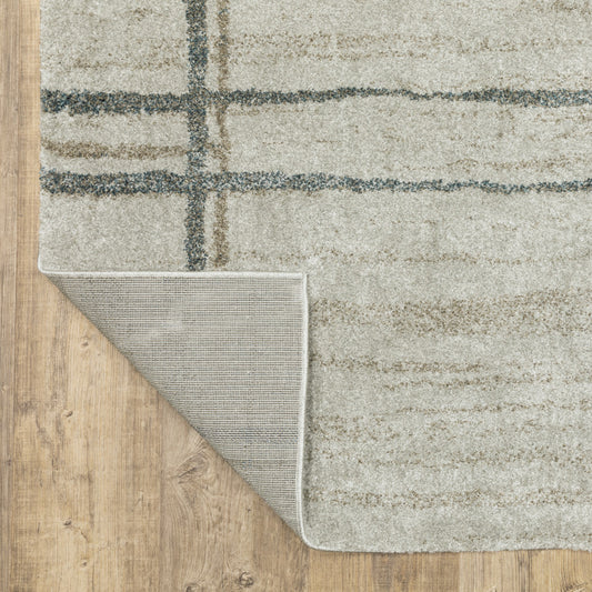 8' X 11' Grey Teal Beige And Tan Geometric Power Loom Area Rug