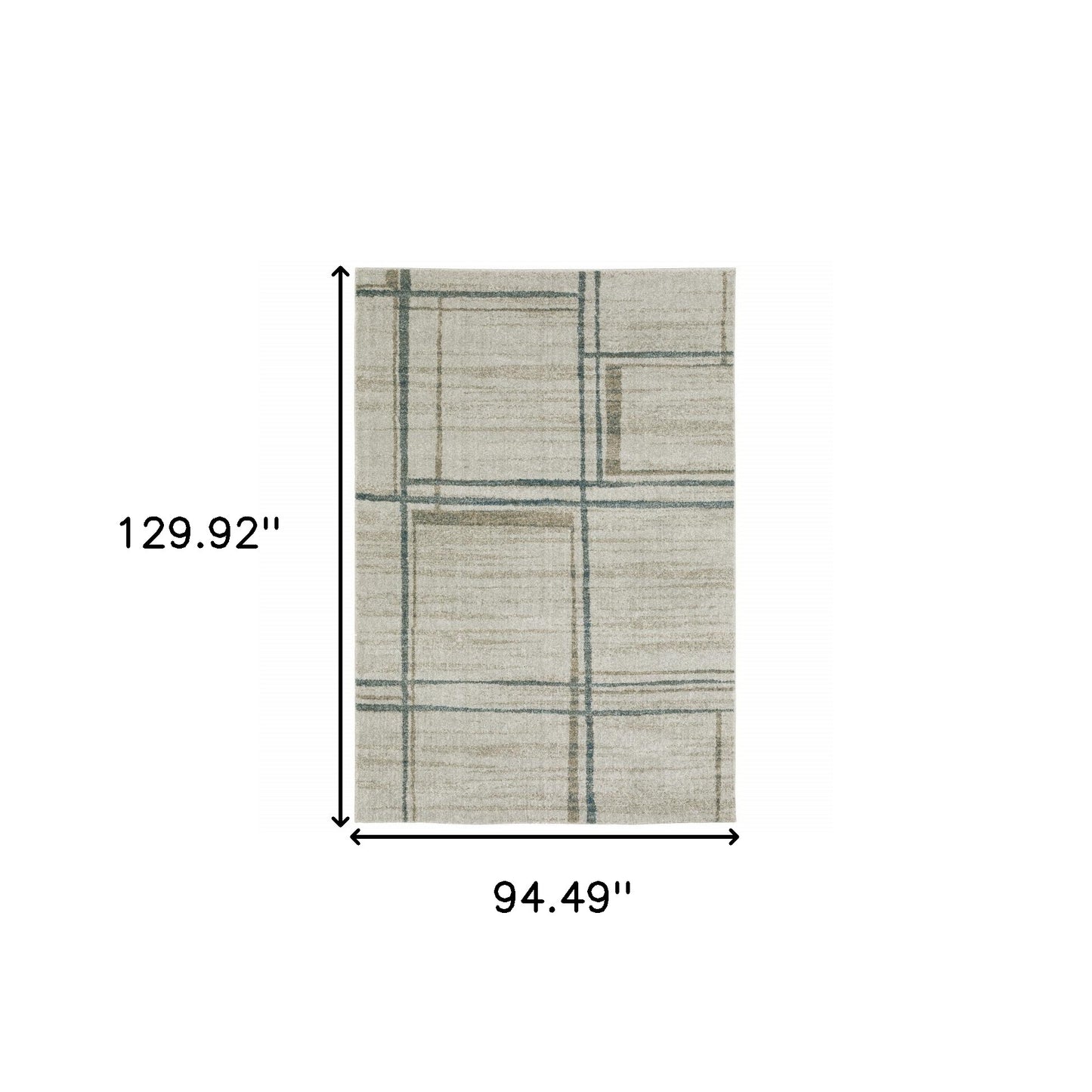 8' X 11' Grey Teal Beige And Tan Geometric Power Loom Area Rug