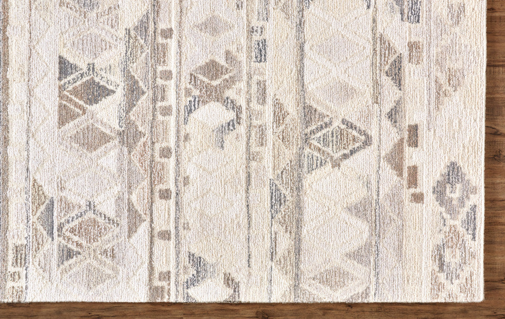 8' X 10' Ivory Tan And Gray Wool Abstract Tufted Handmade Area Rug