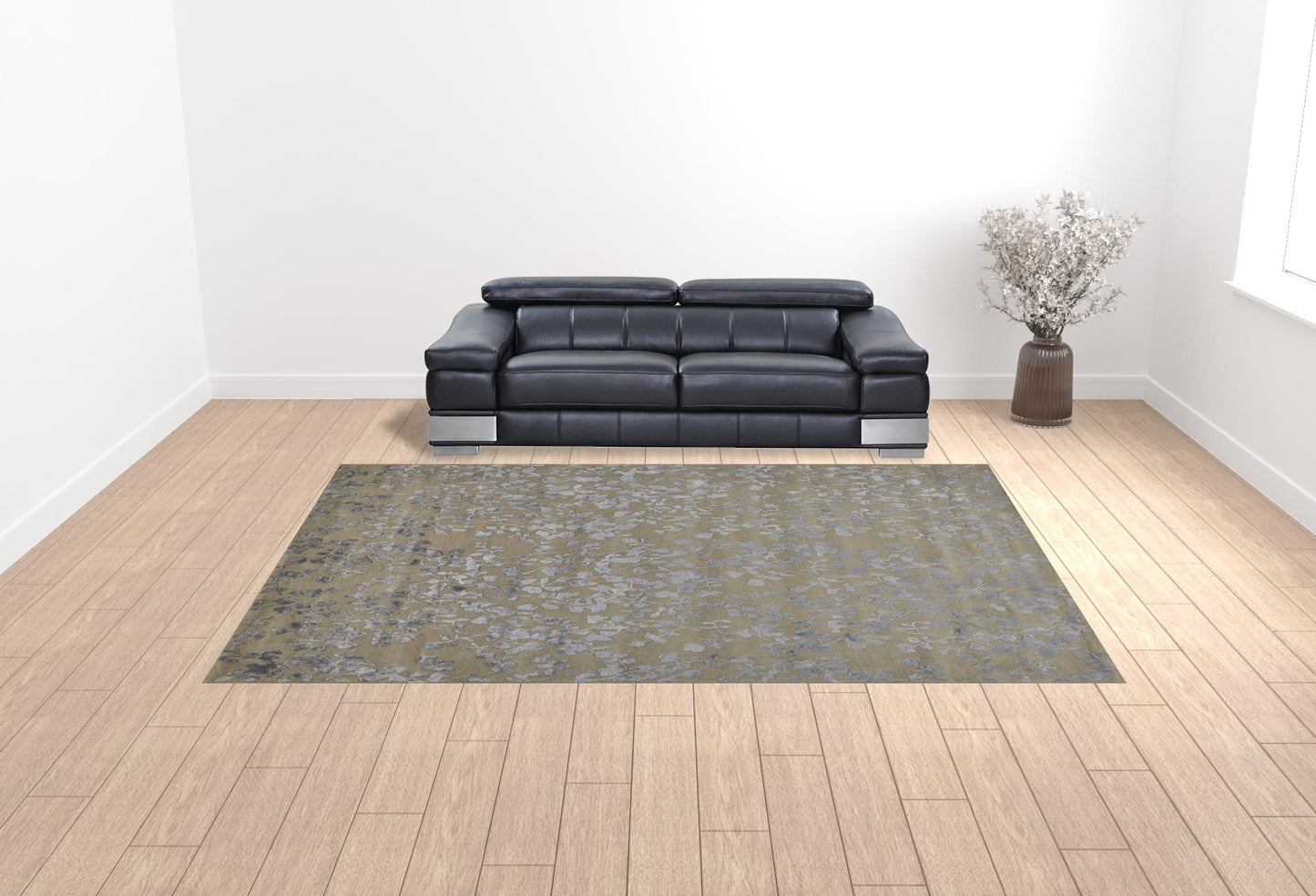 10' X 14' Tan Silver And Gray Wool Floral Tufted Handmade Area Rug