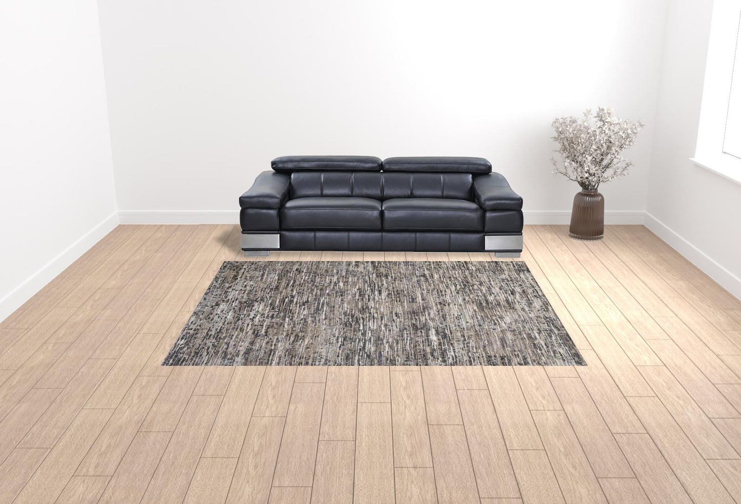 9' X 12' Gray Blue And Silver Wool Abstract Hand Knotted Area Rug