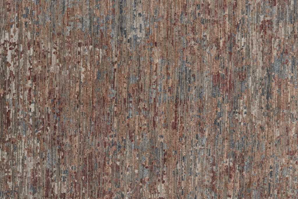 12' X 15' Red And Blue Wool Abstract Hand Knotted Area Rug