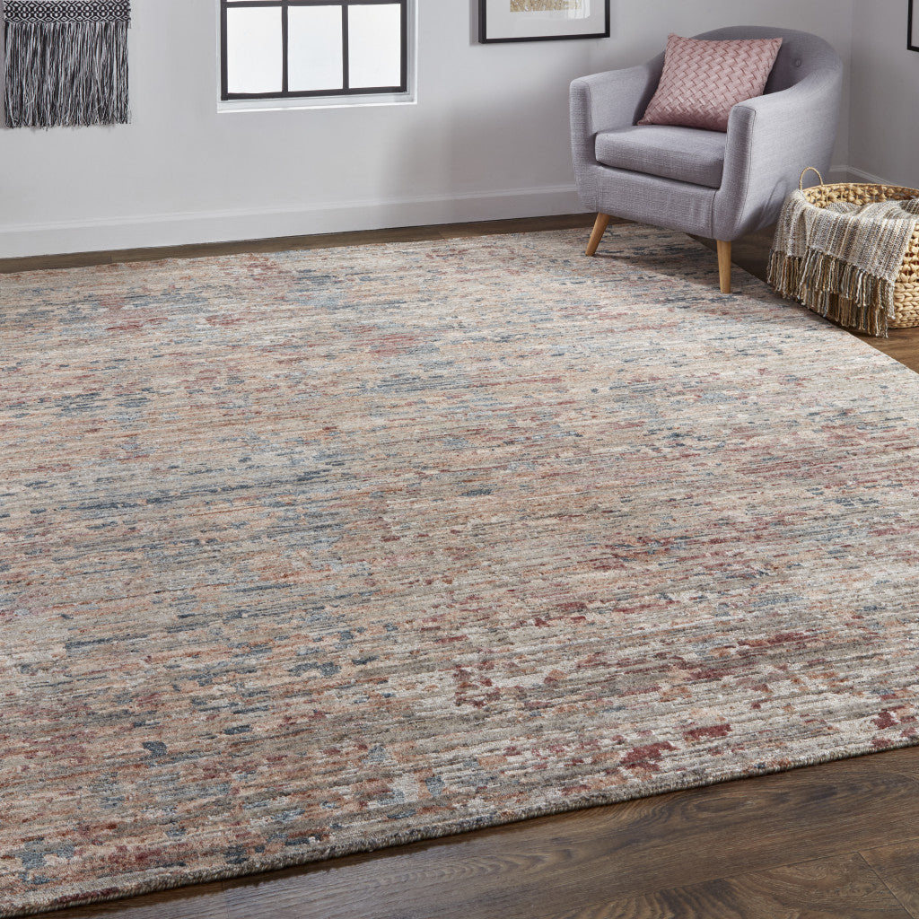 12' X 15' Red And Blue Wool Abstract Hand Knotted Area Rug