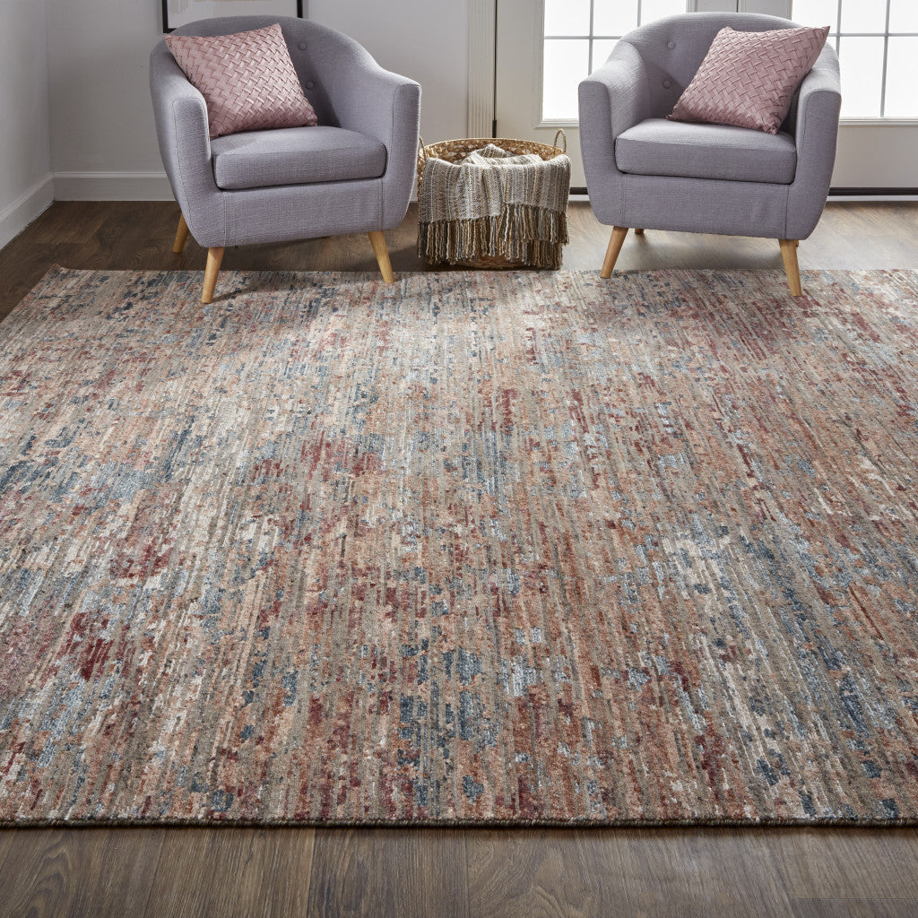 12' X 15' Red And Blue Wool Abstract Hand Knotted Area Rug